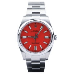 Retro Rolex Oyster Perpetual Coral Red Dial 124300