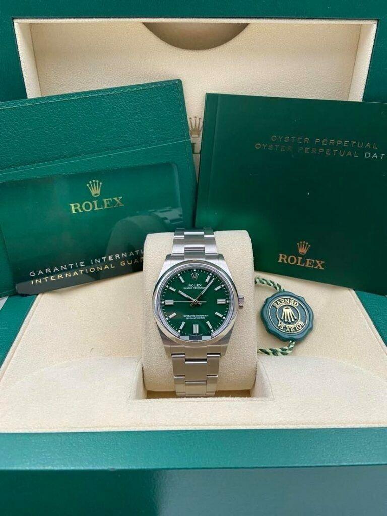 Rolex Oyster Perpetual 41 Oystersteel Green Dial For Sale 2