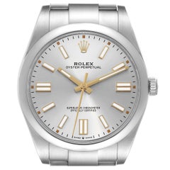 Rolex Oyster Perpetual 41 Montre en acier avec cadran argenté pour hommes 124300 Boîte Card