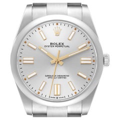 Rolex Oyster Perpetual 41 Montre en acier avec cadran argenté pour hommes 124300 Boîte Card