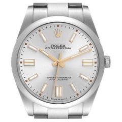 Used Rolex Oyster Perpetual 41 Silver Dial Steel Mens Watch 124300 Unworn