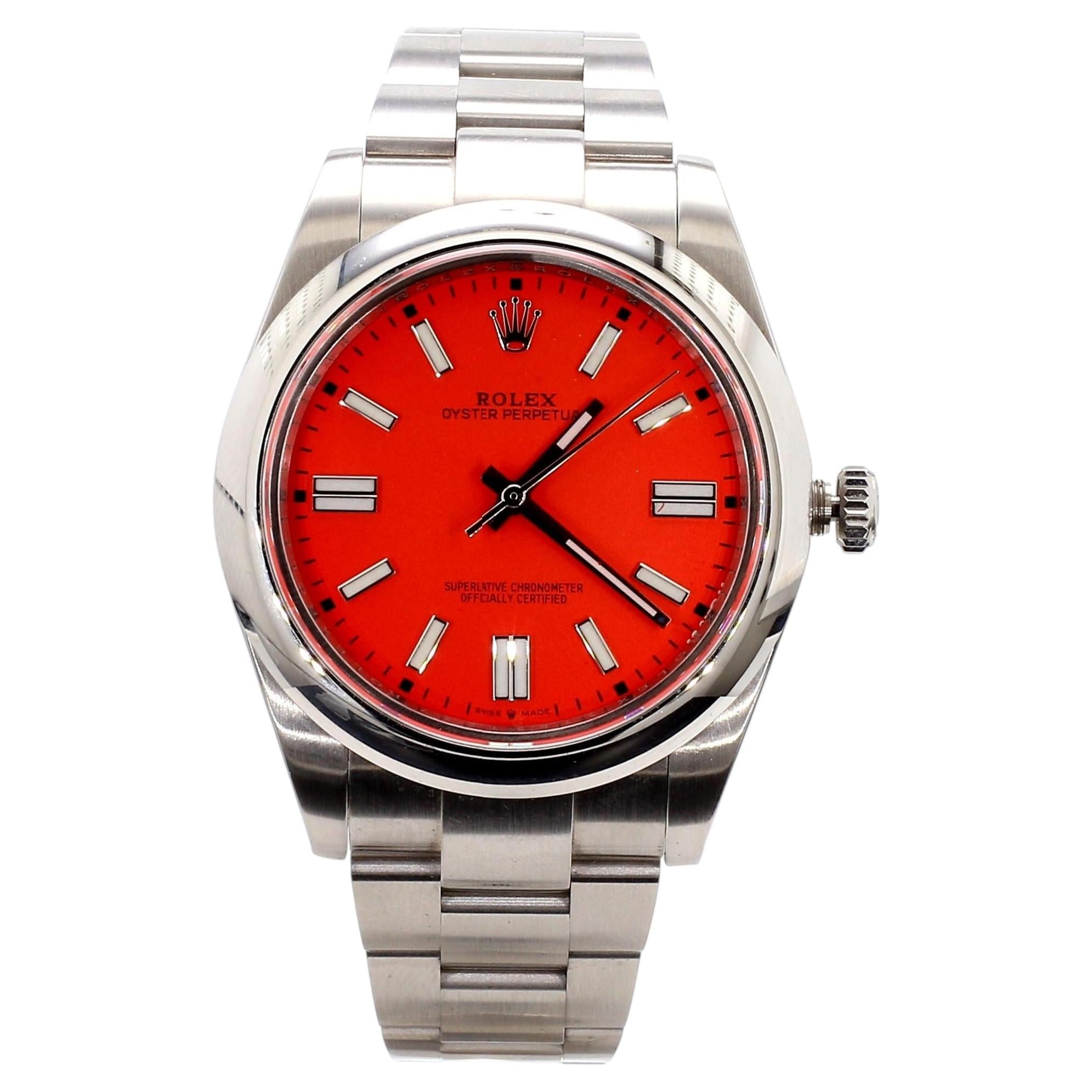 Rolex Oyster Perpetual 41mm 124300 Coral Red Dial 2020-2016