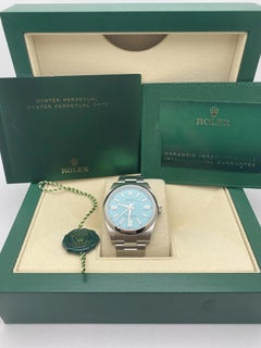 Rolex Oyster Perpetual 41mm 124300 Custom Turquoise Dial Box & Papers + Original