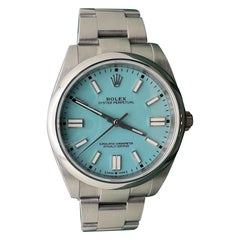Rolex Oyster Perpetual 41mm 124300 Custom Turquoise Dial Box & Papers + Original