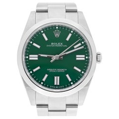 Rolex Oyster Perpetual 41mm 124300 Quadrante Verde Mai Indossato 2024 Scatola E Documenti