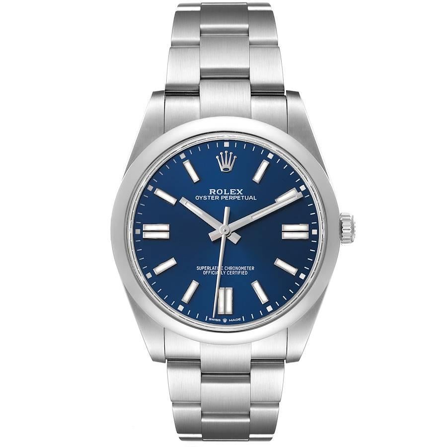 Rolex Oyster Perpetual 41mm Automatic Steel Mens Watch 124300 Unworn. Officially certified chronometer self-winding movement. Stainless steel case 41 mm in diameter. Rolex logo on a crown. Stainless steel smooth domed bezel. Scratch resistant