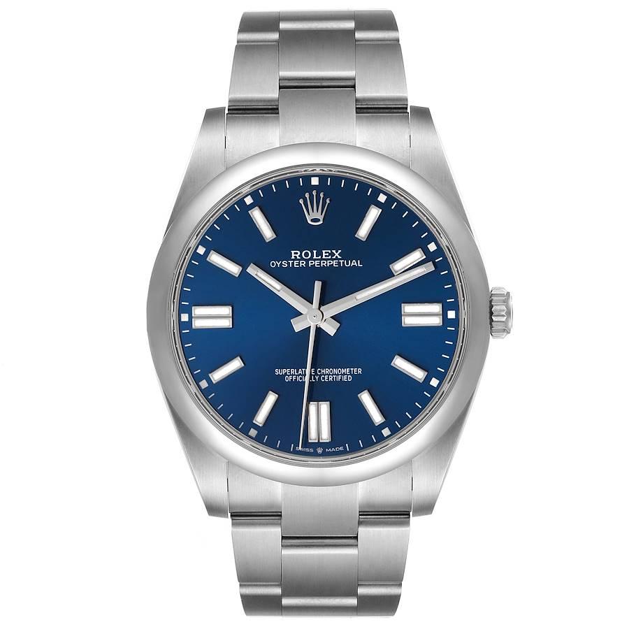Rolex Oyster Perpetual 41mm Automatic Steel Mens Watch 124300 Unworn. Officially certified chronometer automatic self-winding movement. Stainless steel case 41 mm in diameter. Rolex logo on the crown. Stainless steel smooth domed bezel. Scratch