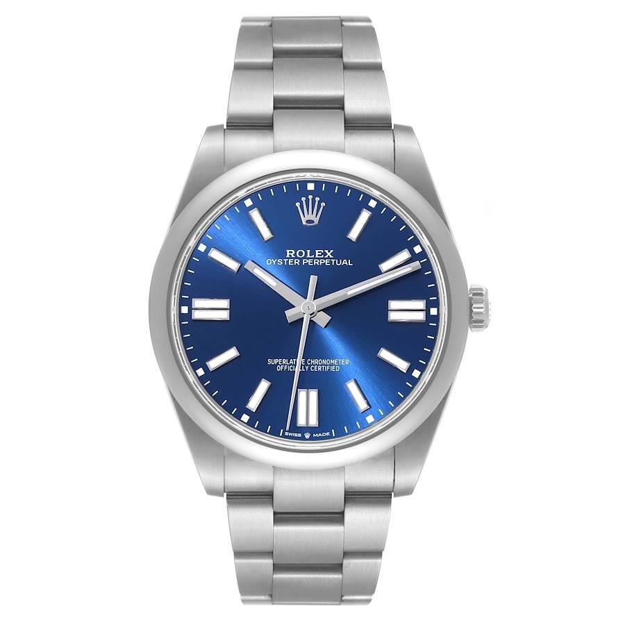 Rolex Oyster Perpetual 41mm Automatic Steel Mens Watch 124300 Unworn. Officially certified chronometer self-winding movement. Stainless steel case 41 mm in diameter. Rolex logo on the crown. Stainless steel smooth domed bezel. Scratch resistant