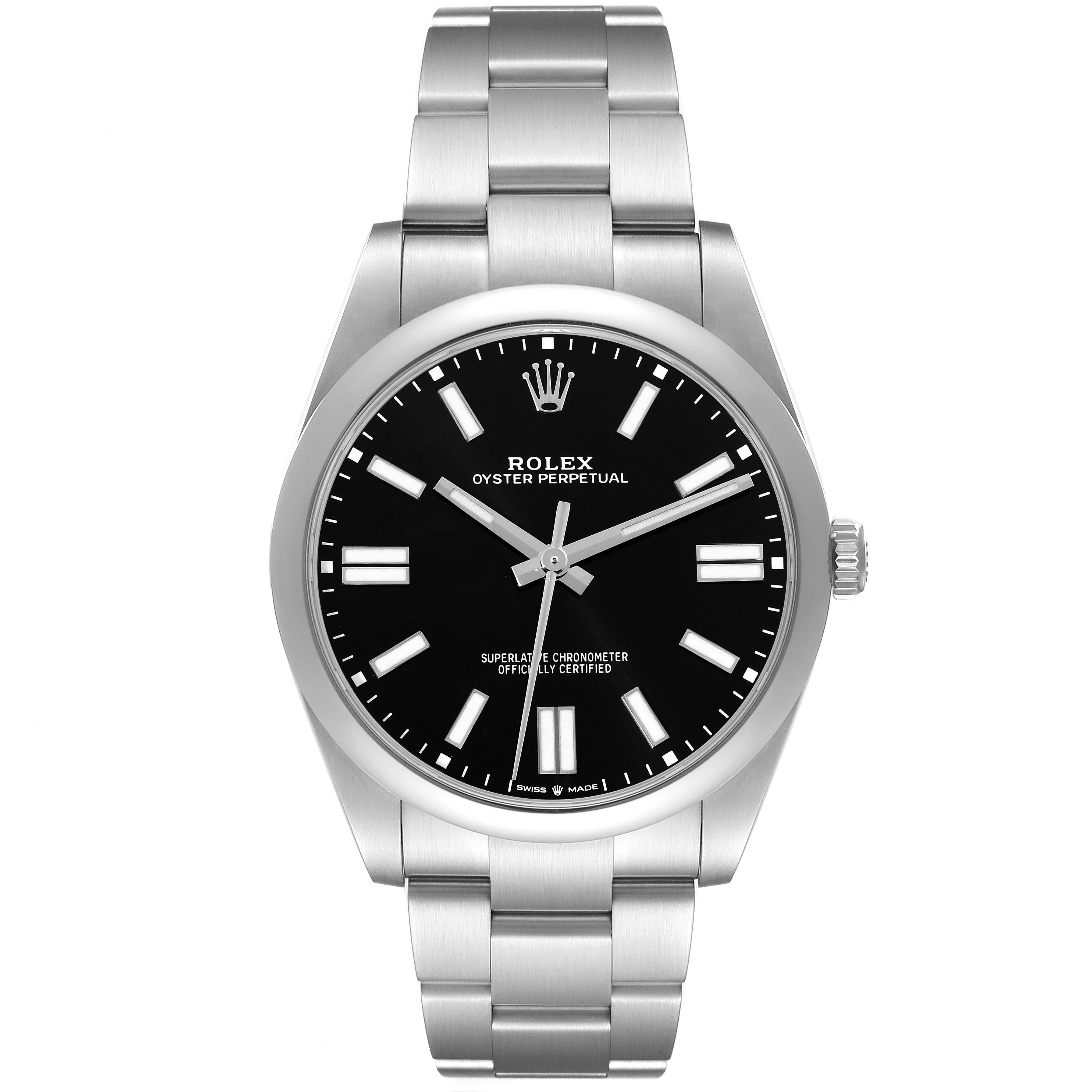 Rolex Oyster Perpetual 41mm Black Dial Steel Mens Watch 124300 Box Card For Sale 5