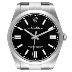 Rolex Oyster Perpetual 41mm Black Dial Steel Mens Watch 124300 Box Card