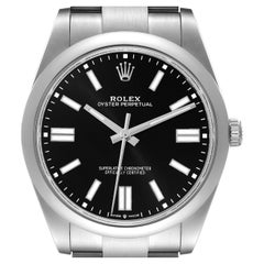 Rolex Oyster Perpetual 41mm Black Dial Steel Mens Watch 124300 Box Card