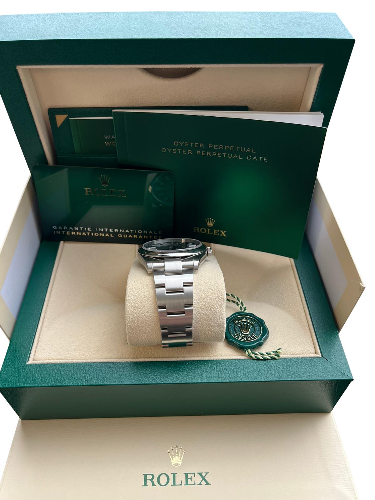Rolex Oyster Perpetual 41mm Bright Blue Dial Stainless Steel Watch 124300 For Sale 7