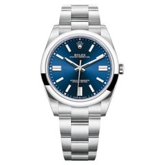 Rolex Oyster Perpetual Bright Blue Dial Stainless Steel Watch 124300