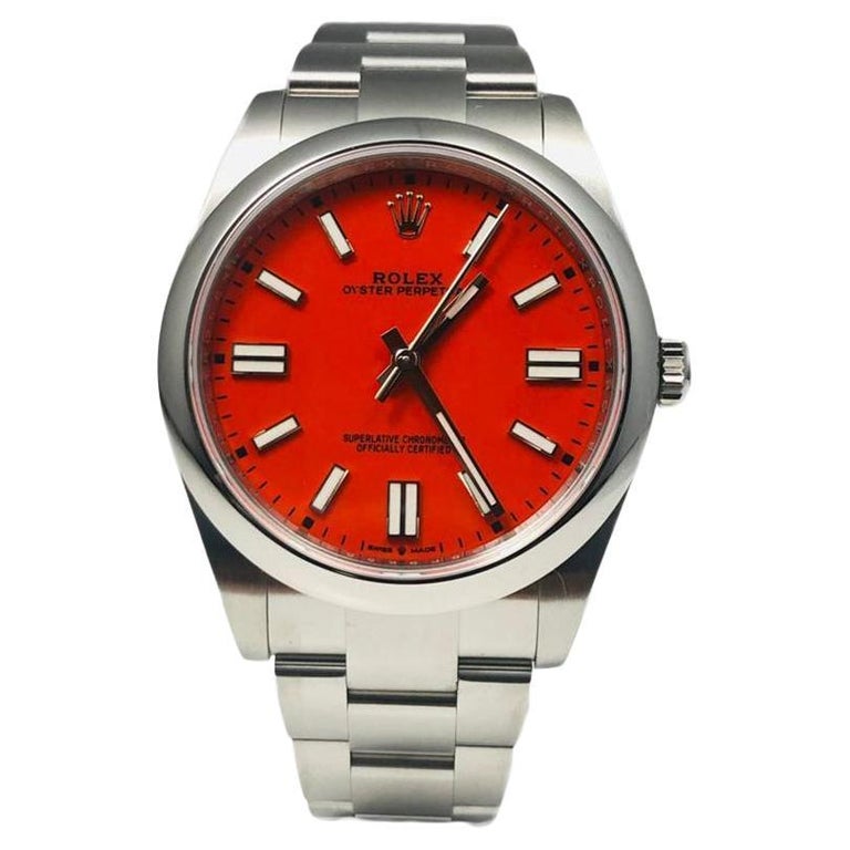Rolex Oyster Perpetual Coral Red Dial Ref. 124300 at 1stDibs