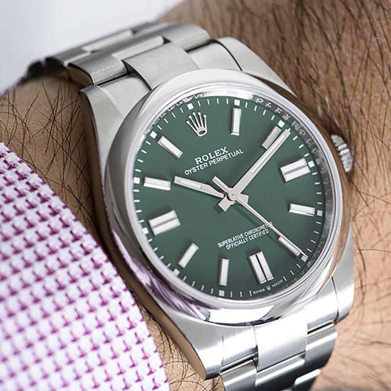 Moderno Rolex Oyster Perpetual 41mm Quadrante Verde 124300