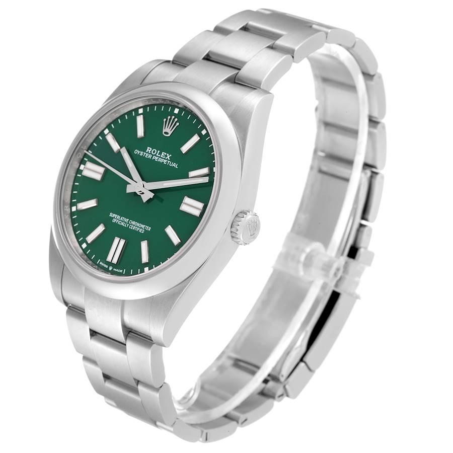 Rolex Oyster Perpetual Grünes Zifferblatt Stahl-Herrenuhr 124300 Ungetragen 1