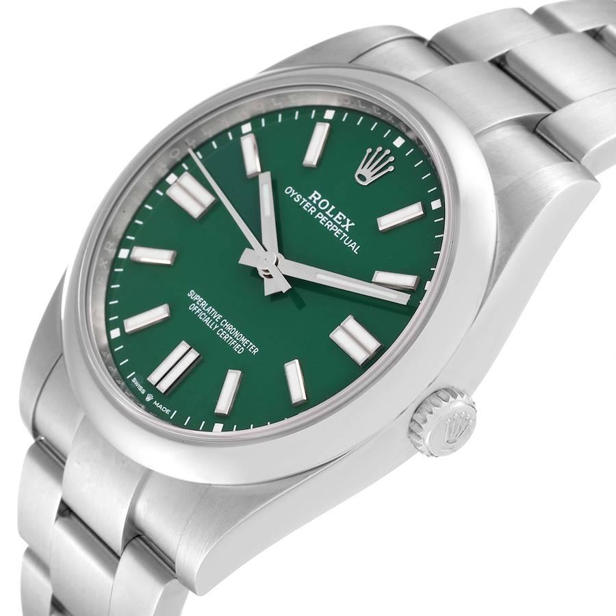 Rolex Oyster Perpetual Grünes Zifferblatt Stahl-Herrenuhr 124300 Ungetragen 2