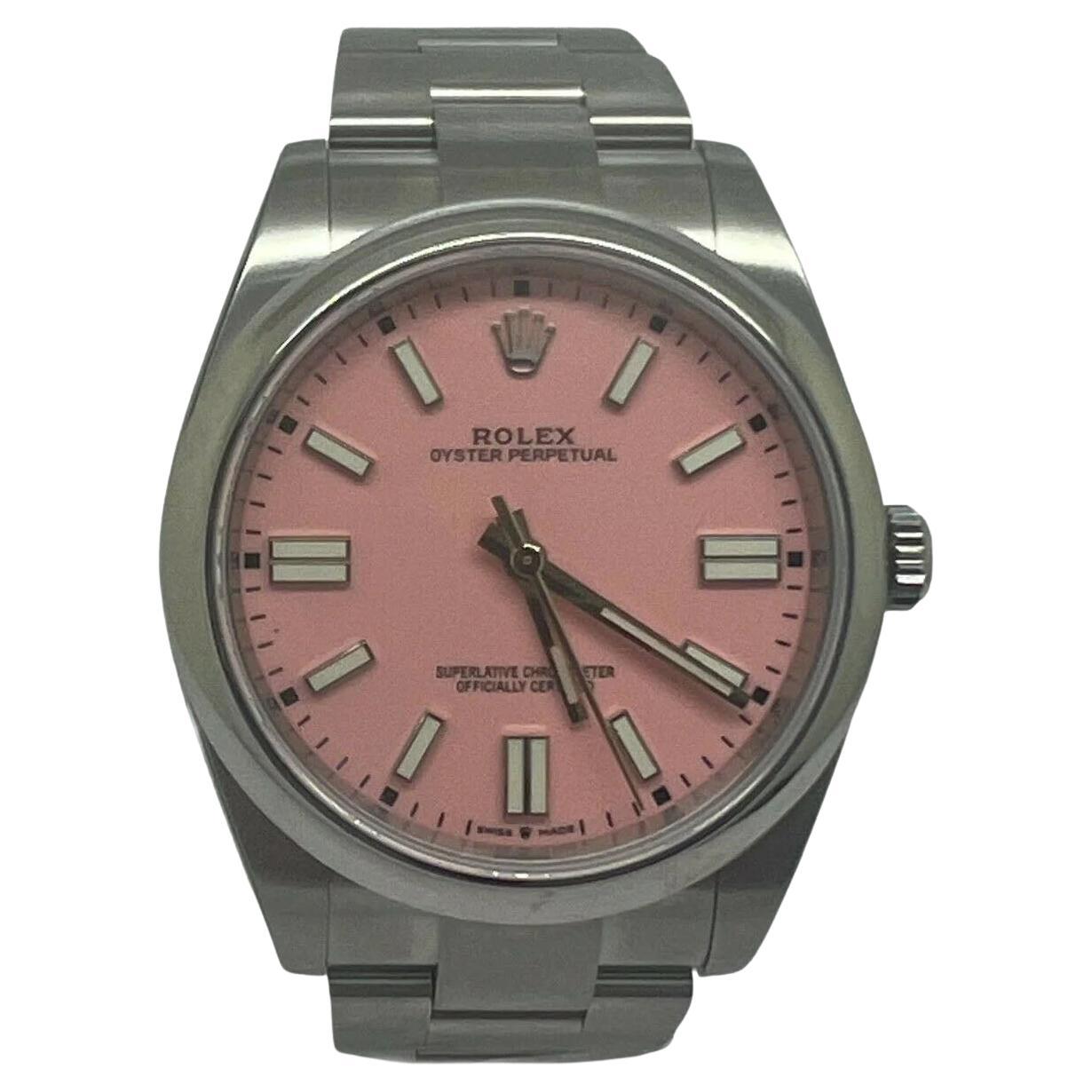 Rolex Oyster Perpetual 41mm Pink Oyster Watch 124300 For Sale