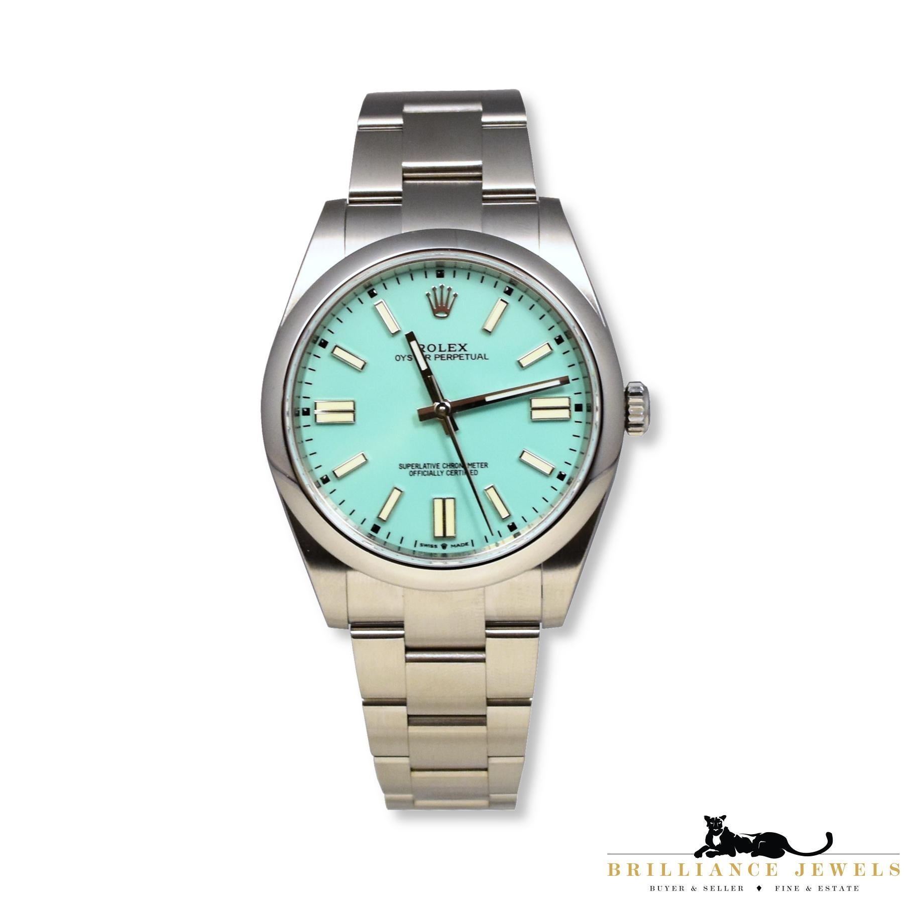 rolex oyster perpetual 124300 “tiffany dial”