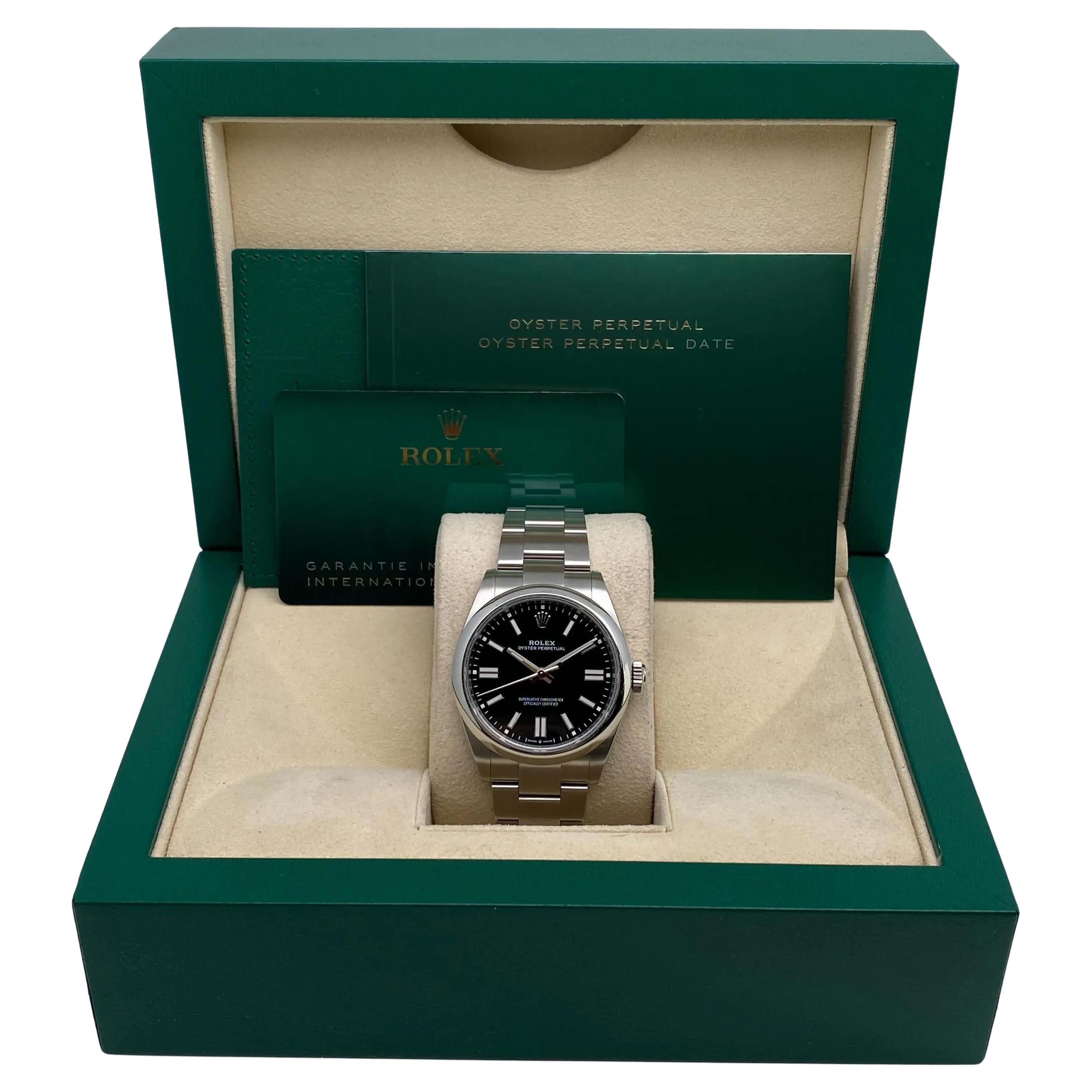 Rolex Oyster Perpetual 41mm Steele Quadrante Nero Orologio Automatico 134300 2025 B.P.
