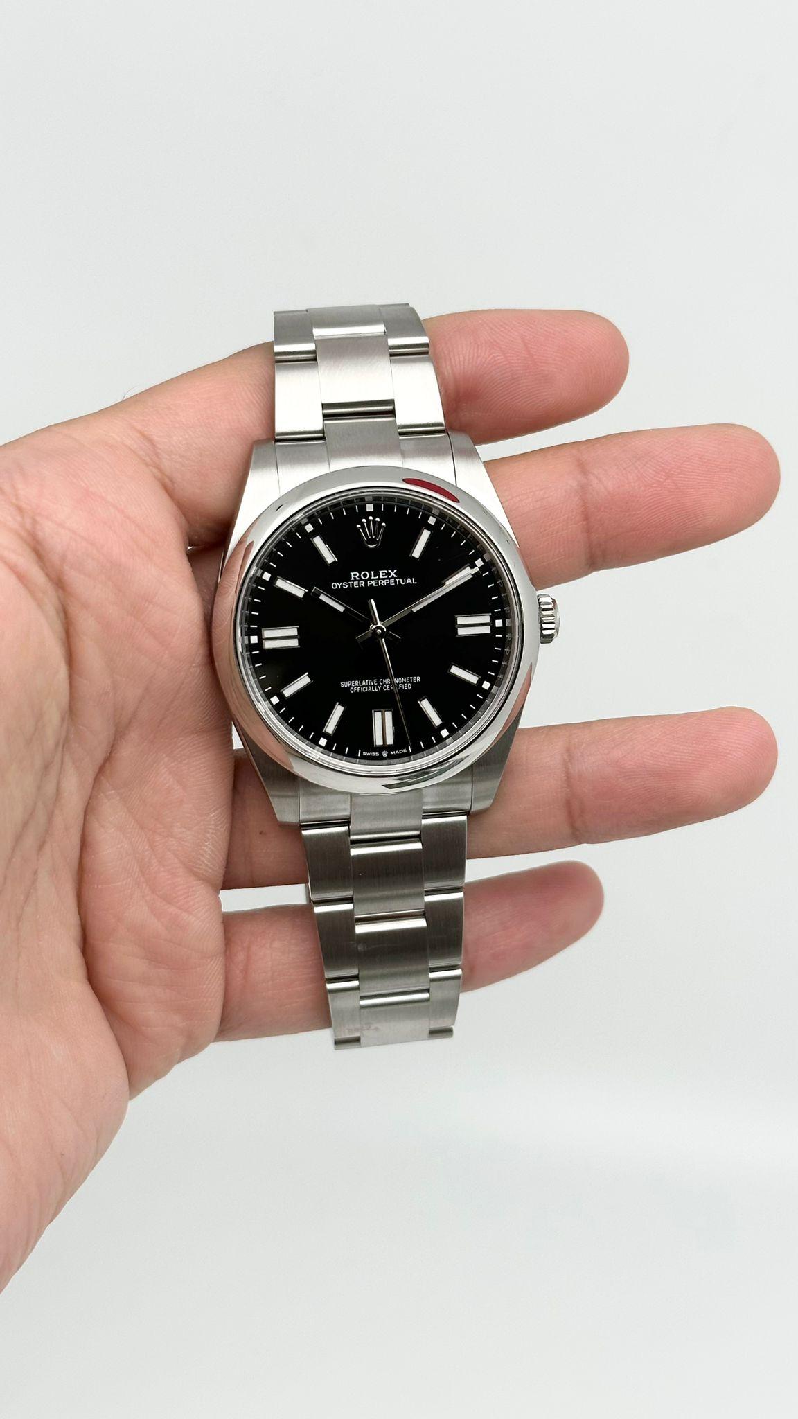 Rolex Oyster Perpetual Steel Black Dial Domed Oyster Automatic Watch 124300 For Sale 1