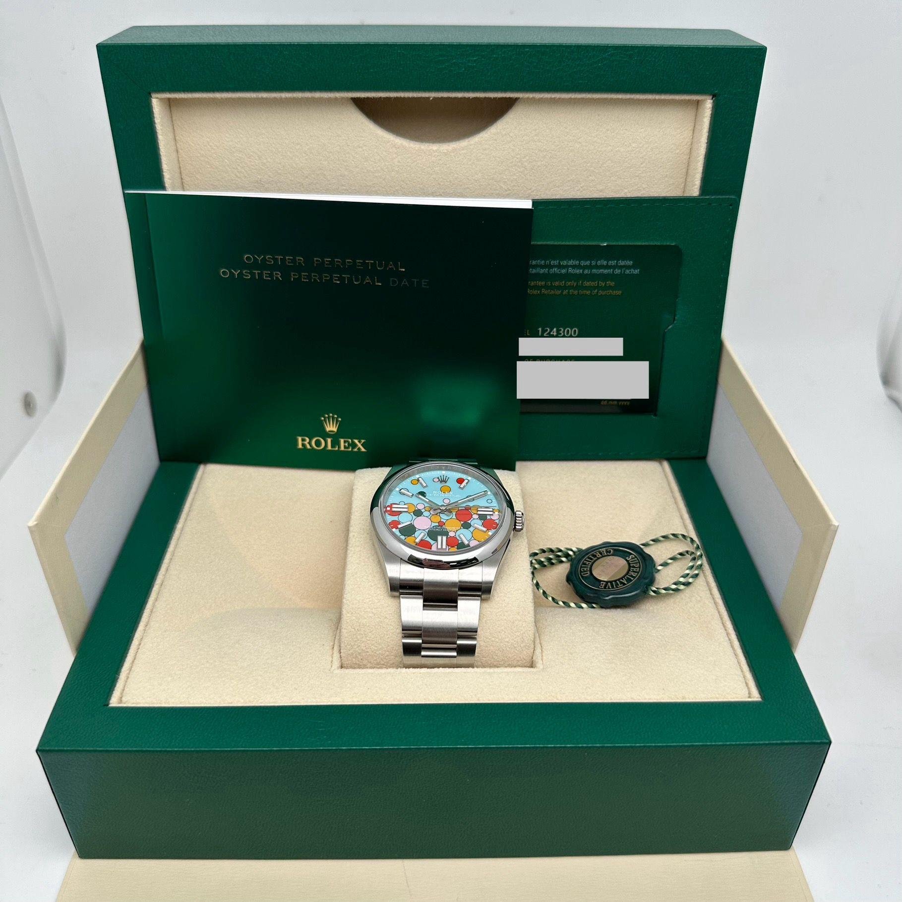 Rolex Oyster Perpetual 41mm Steel Celebration Dial Automatic Watch 124300SSO For Sale 7