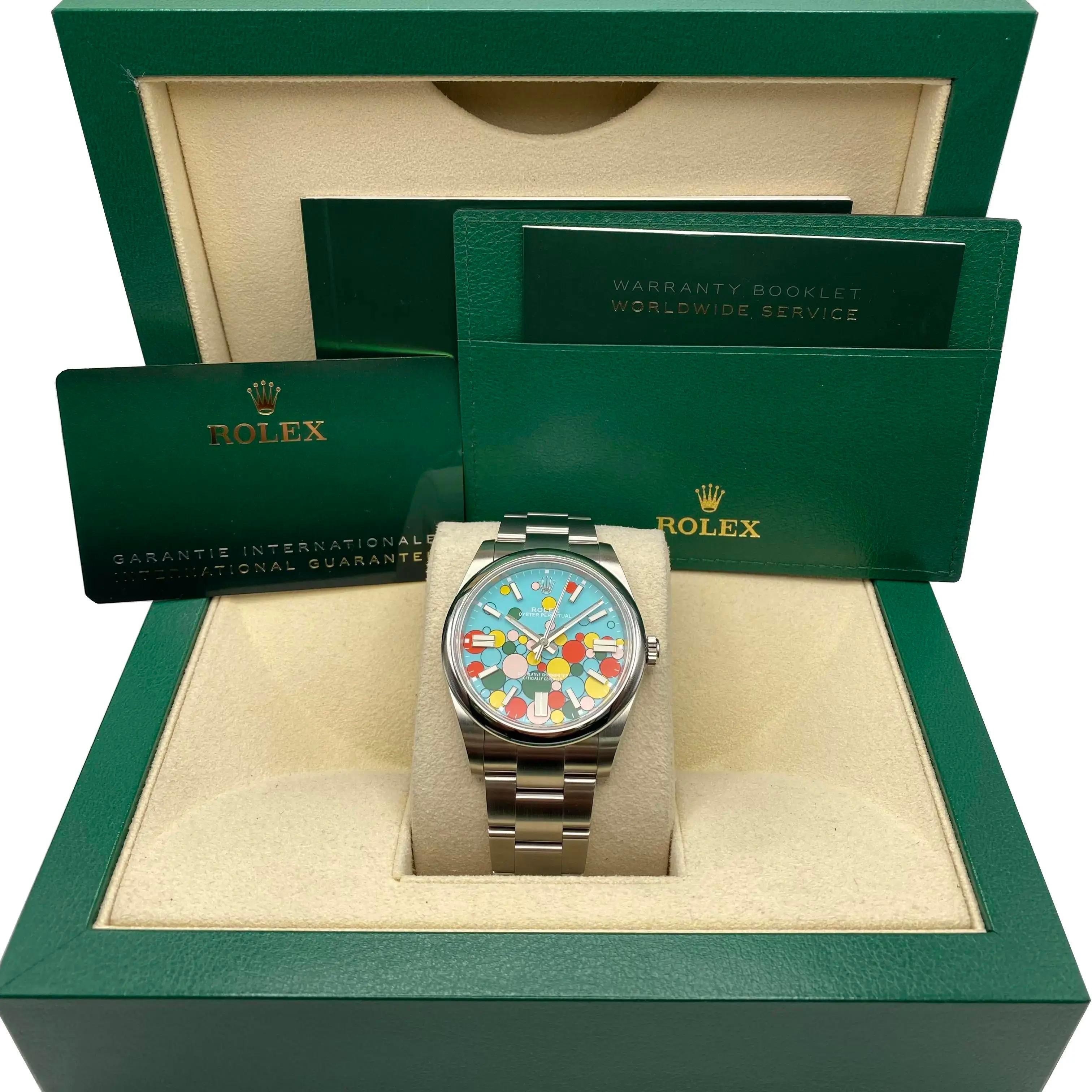 Rolex Oyster Perpetual 41mm Steel Celebration Dial Automatic Watch 124300SSO For Sale 6