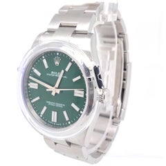 Rolex Oyster Perpetual 41mm Steel Green Dial Men's Oyster Bracelet Watch 124300