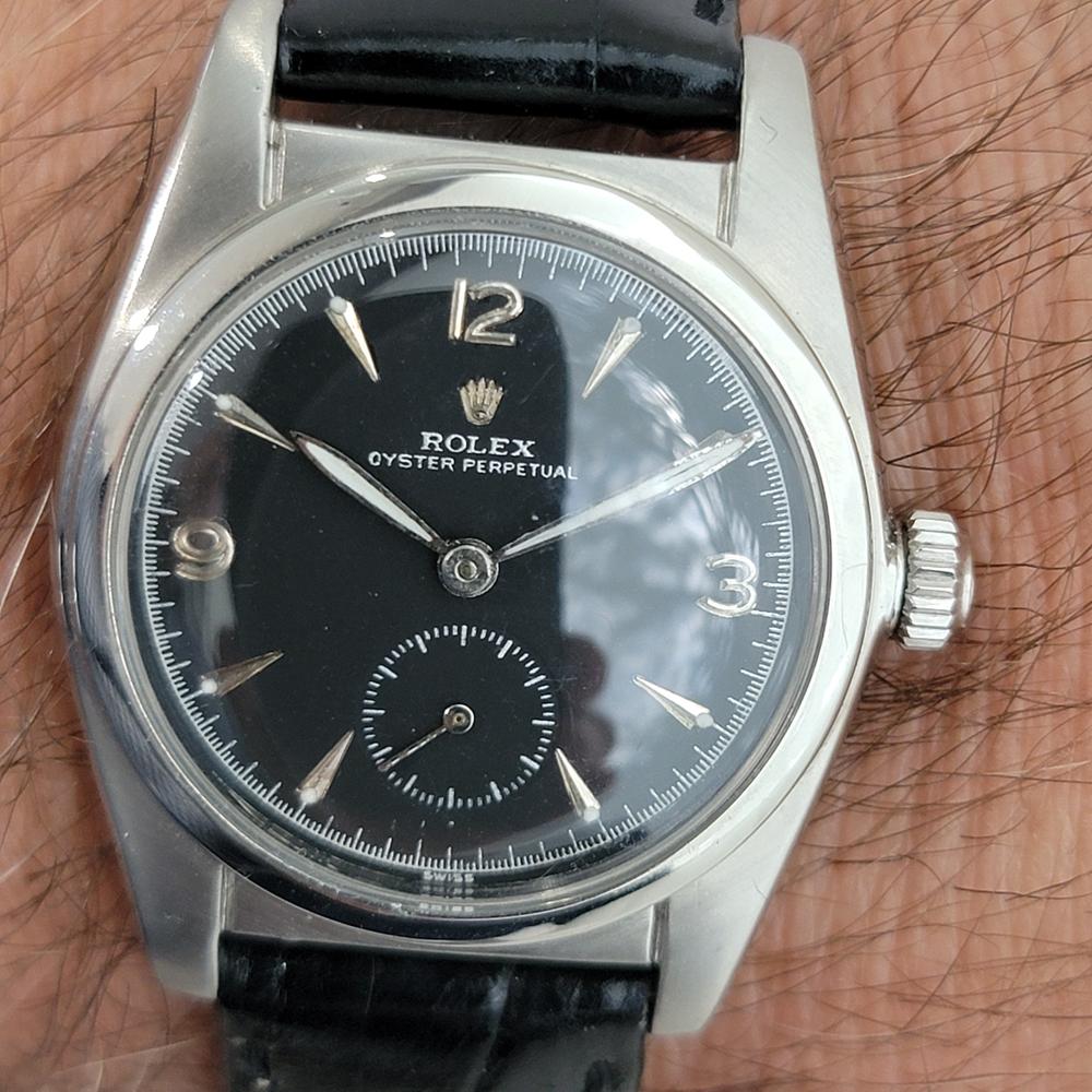 Rolex Oyster Perpetual 5052 34m Bubbleback Mens 1940s Vintage Automatic RA660 en vente 9