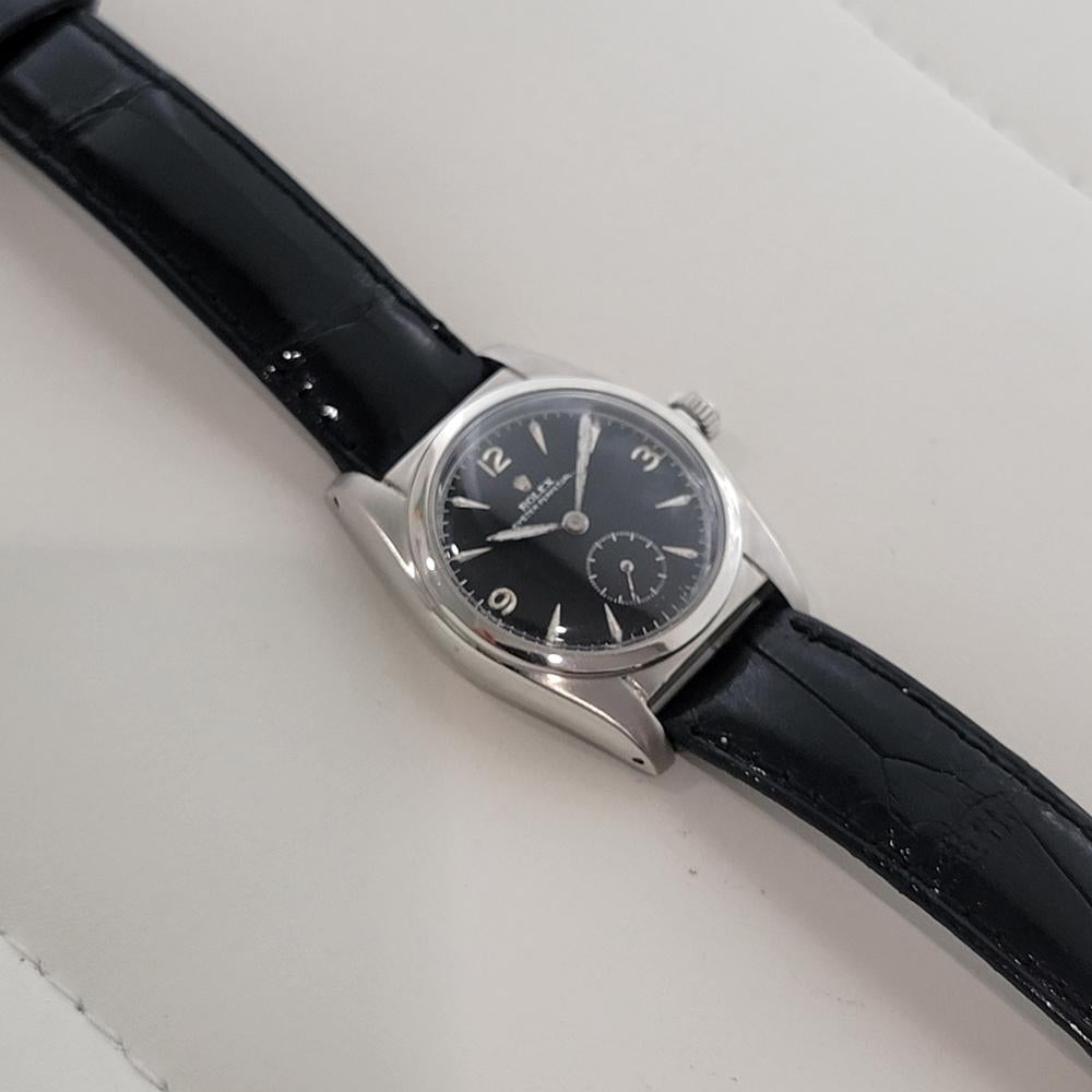Rolex Oyster Perpetual 5052 34m Bubbleback Mens 1940s Vintage Automatic RA660 en vente 3