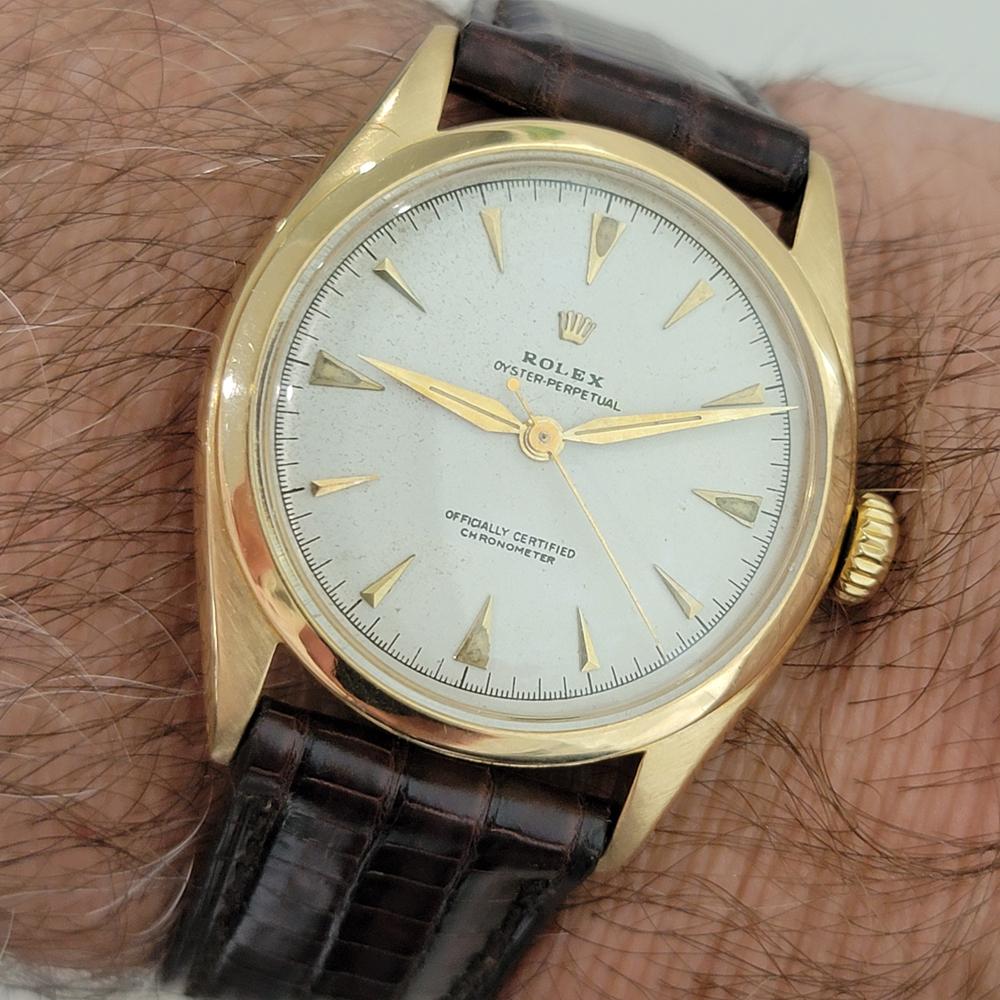 Rolex Oyster Perpetual 6084 18k Gold 34mm Herren Semi Bubble Automatic 1950s RA531 im Angebot 10