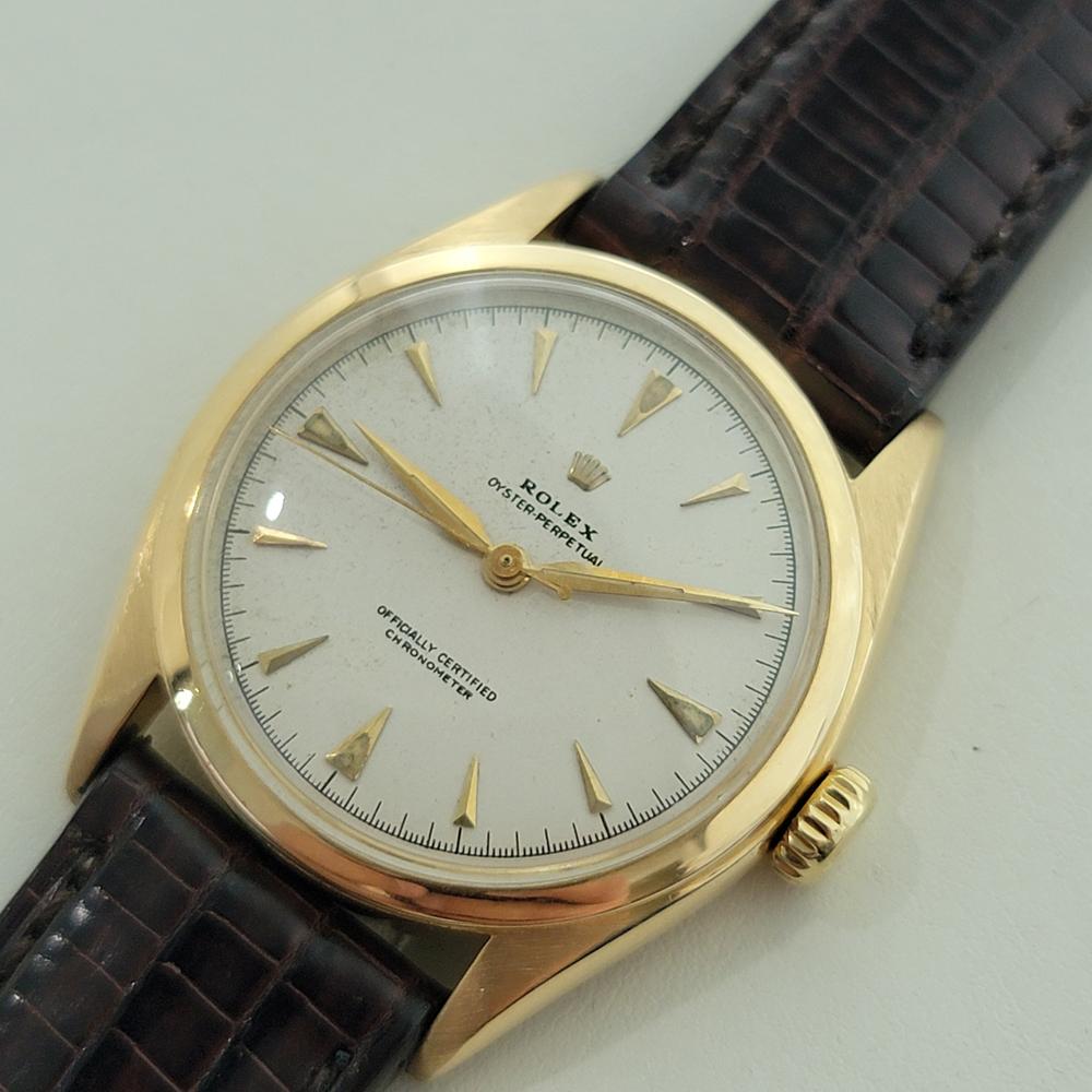 Rolex Oyster Perpetual 6084 18k Gold 34mm Herren Semi Bubble Automatic 1950s RA531 im Angebot 1