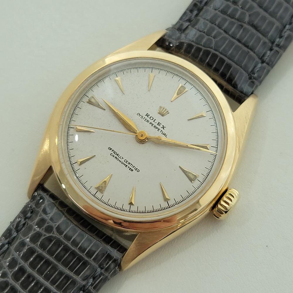 De los hombres Rolex Oyster Perpetual 6084 Oro 18k 34mm Hombre Semi Burbuja Automático 1950 RA531 en venta