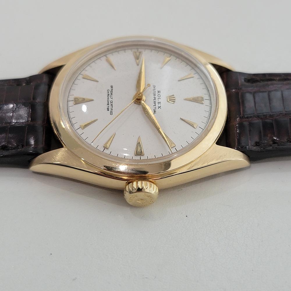 Rolex Oyster Perpetual 6084 18k Gold 34mm Herren Semi Bubble Automatic 1950s RA531 im Angebot 2