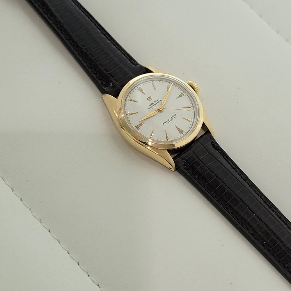 Rolex Oyster Perpetual 6084 18k Gold 34mm Herren Semi Bubble Automatic 1950s RA531 im Angebot 4