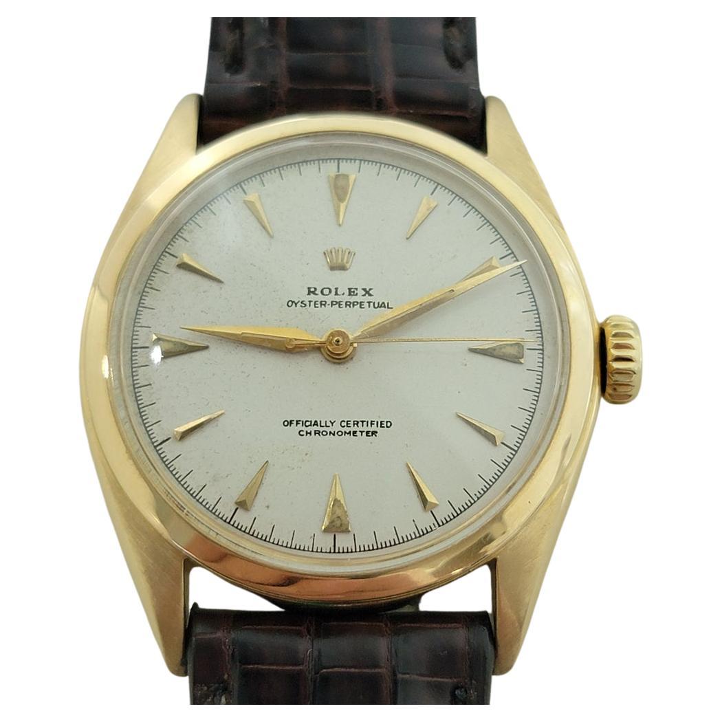 Rolex Oyster Perpetual 6084 18k Gold 34mm Herren Semi Bubble Automatic 1950s RA531