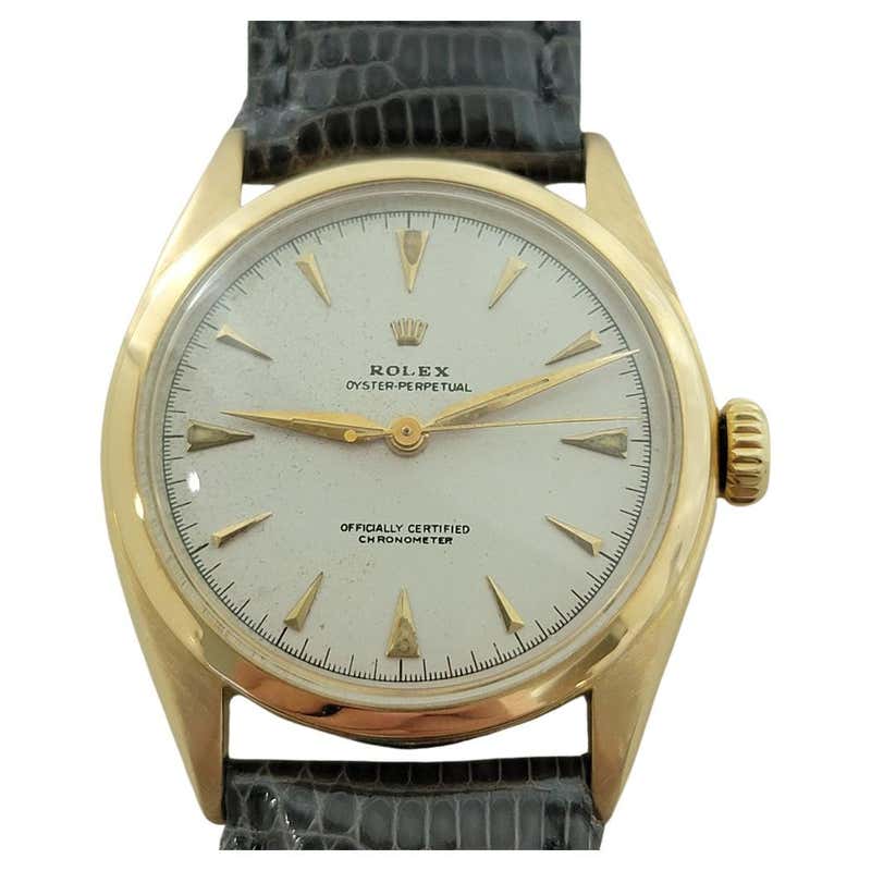 Vintage Rolex Oyster Perpetual 6084 14 Karat Yellow Gold at 1stDibs ...