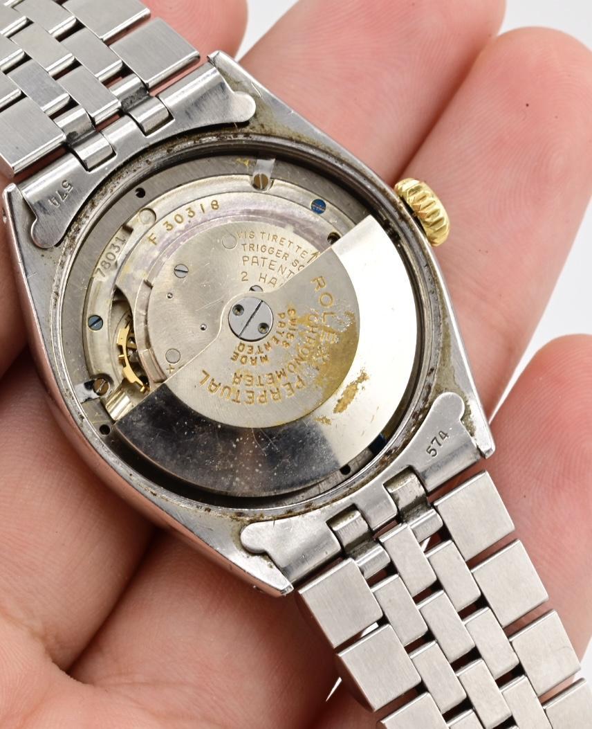 Rolex Oyster Perpetual 6085 Esfera Negra Acero Inoxidable y Bisel Dorado Automático en venta 3