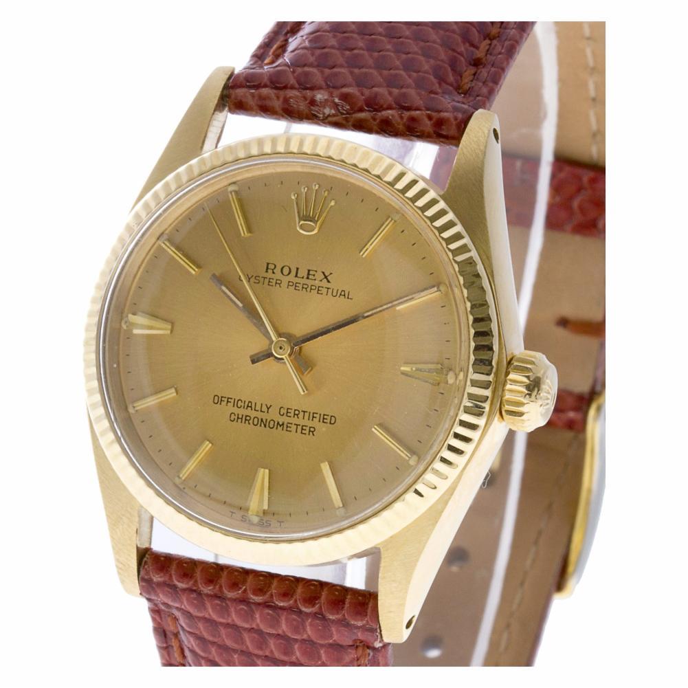 Women's Rolex Oyster Perpetual 6551 14 Karat Gold Dial Auto Watch 'Certified Authentic'