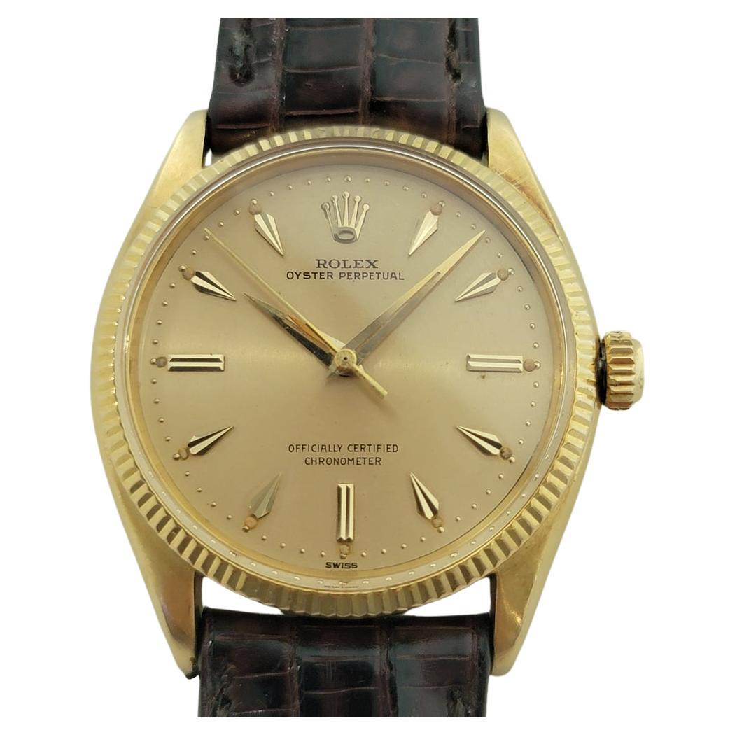 Rolex Oyster Perpetual 6567 18k Gold 34mm Herren Automatik 1950er Jahre Vintage RJC193C