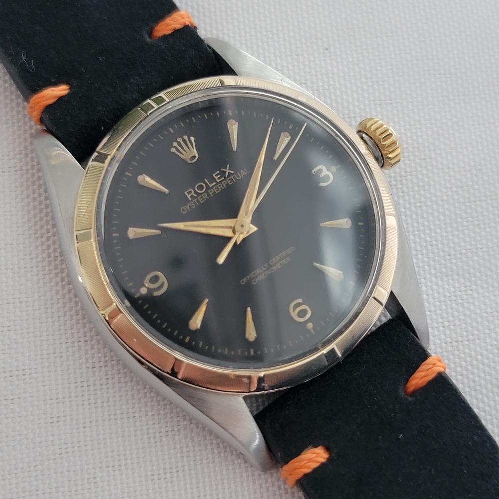 Rolex Oyster Perpetual 6581 34mm Mens 14k SS Rare 1960s Vintage Automatic RA665B Excellent état - En vente à Beverly Hills, CA