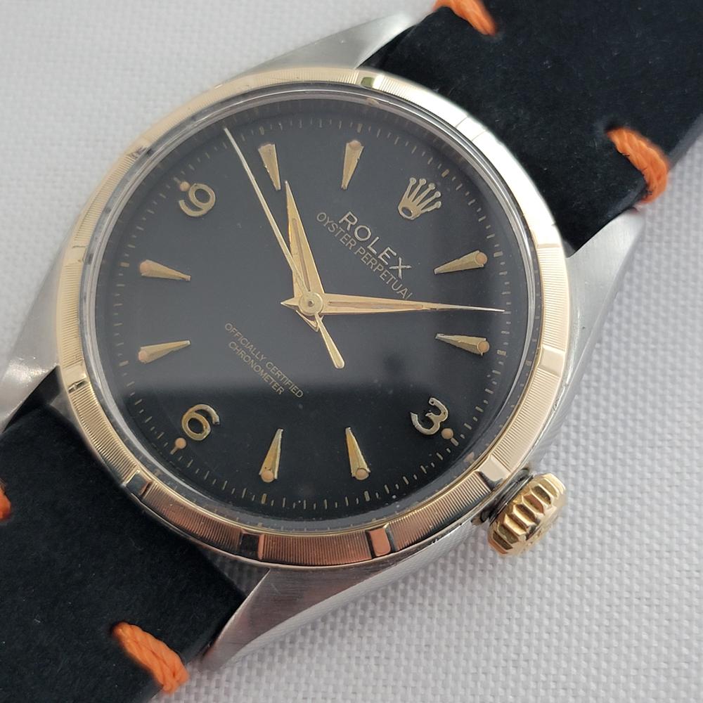 Rolex Oyster Perpetual 6581 34mm Mens 14k SS Rare 1960s Vintage Automatic RA665B Pour hommes en vente