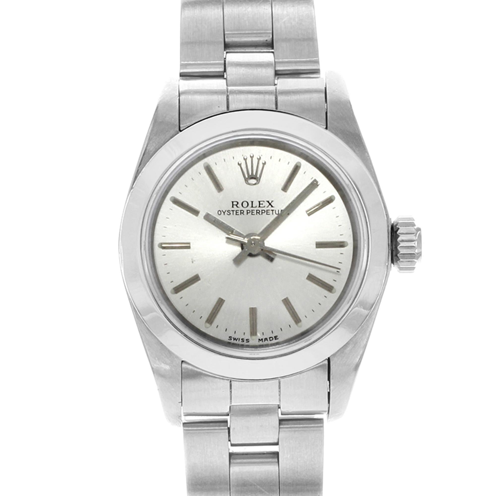 Rolex Oyster Perpetual 67180 Silver Stick Dial Steel 1995 Automatic Ladies Watch