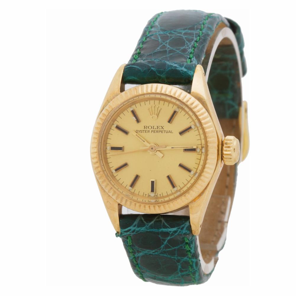 Contemporary Rolex Oyster Perpetual 6719 18 Karat Gold Dial Auto Watch