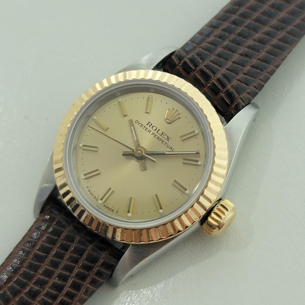 Women's Rolex Oyster Perpetual 67193 18k 25mm Gold SS Lady Automatic 1980s Luxury RA457 For Sale