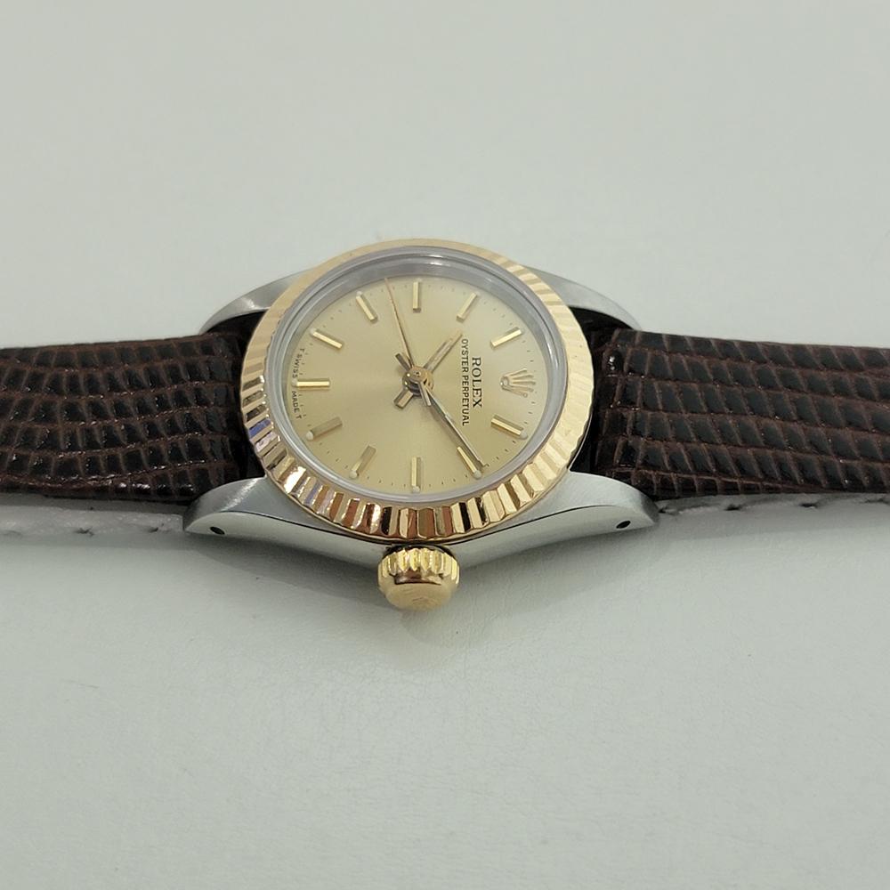 Rolex Oyster Perpetual 67193 18k 25mm Gold SS Lady Automatic 1980s Luxury RA457 For Sale 1