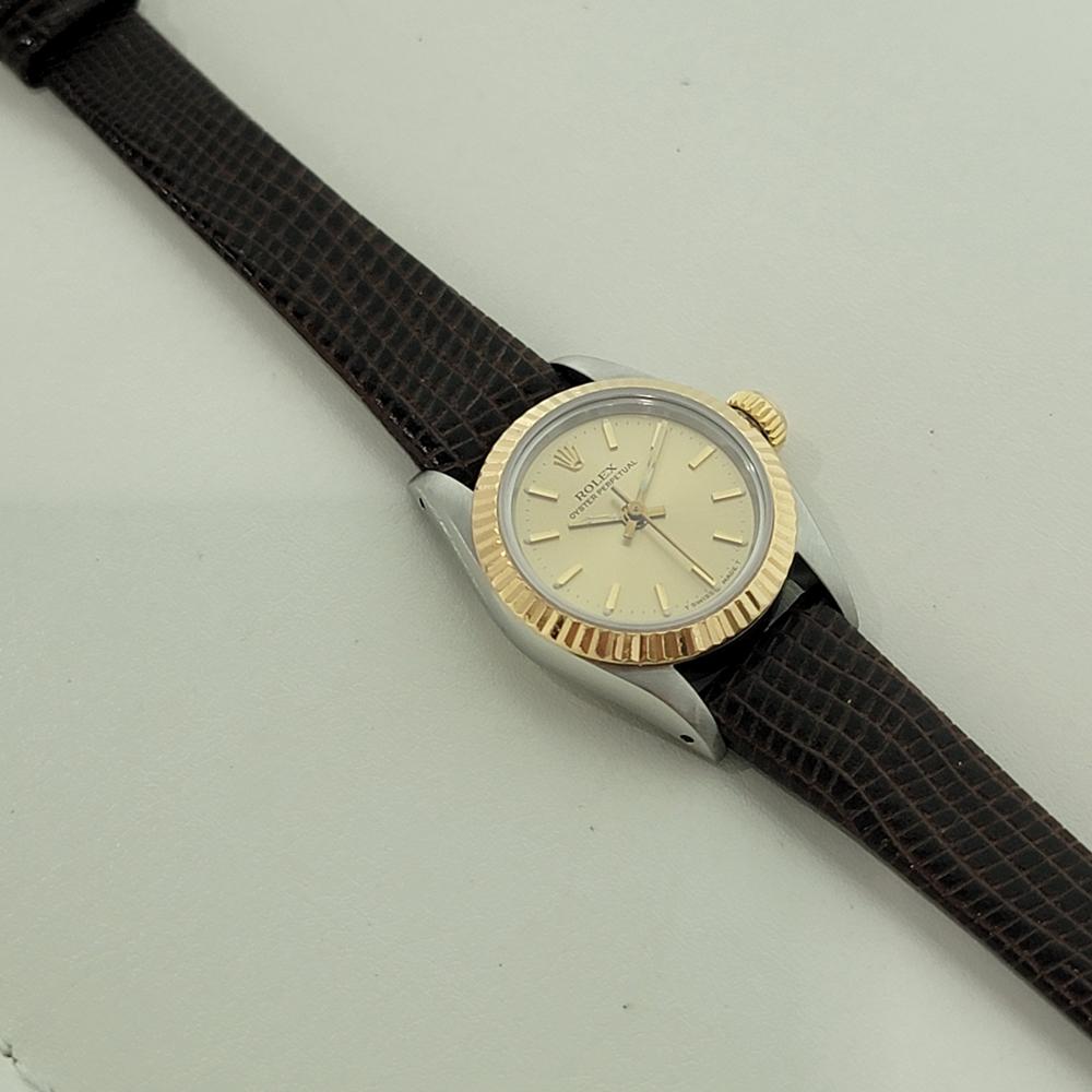 Rolex Oyster Perpetual 67193 18k 25mm Gold SS Lady Automatic 1980s Luxury RA457 For Sale 2