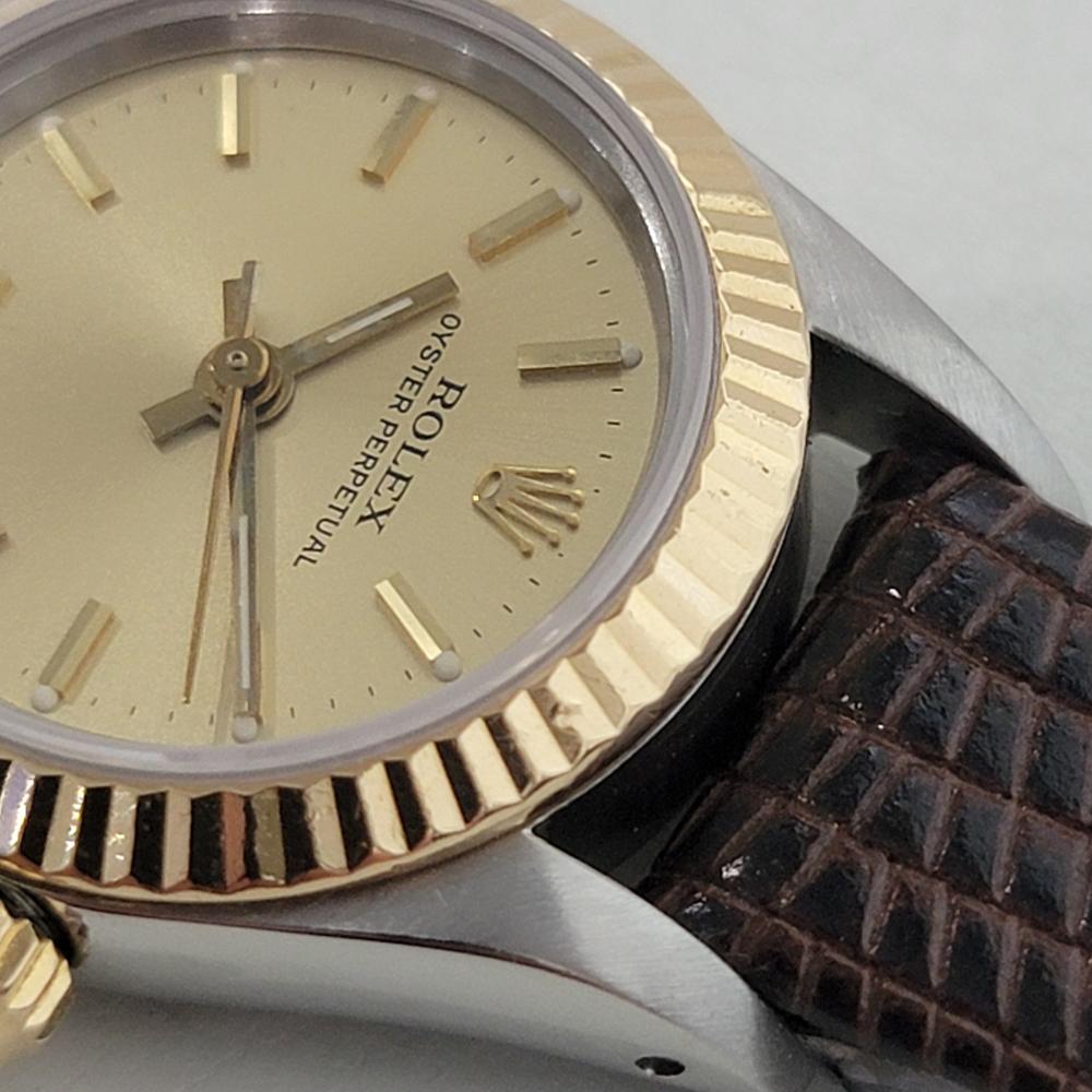 Rolex Oyster Perpetual 67193 18k 25mm Gold SS Lady Automatic 1980s Luxury RA457 For Sale 3