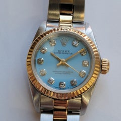Rolex Oyster perpetual 67193 18k SS Ladies 25mm Diamond Automatic 1990s RA743