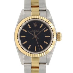 Rolex Oyster Perpetual 67193 - Black Dial, Gold/Steel Oyster Bracelet